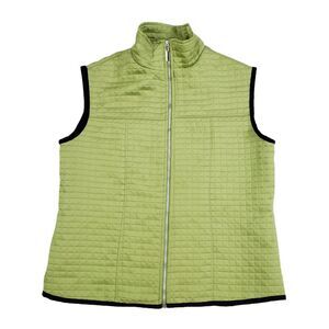Robert Kitchen Quilted Vest M‎ Womens Lime Green Zip Made in Canada